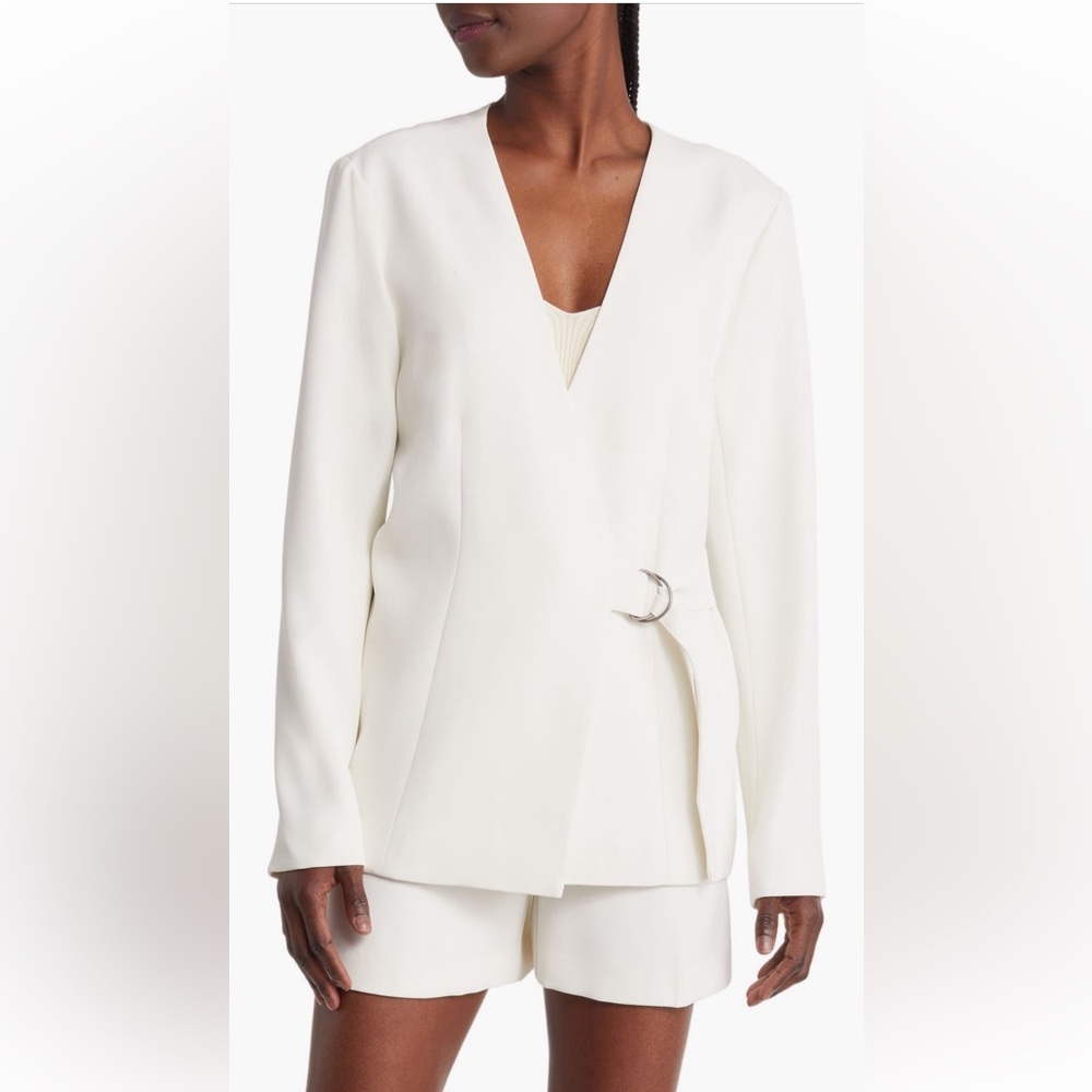 NWT- Elegant White Blazer with Silver front belt